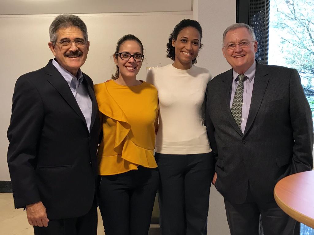 From left to right: Fermín Cuza, International President of WBO, Karolyn Salcedo, Regional Manager of Capacity Building of WCO, Nadia E. Guillen Bello, Department of International Relations and of DGA ( Dominican Republic Customs) and John Mein, Chairman, Private Sector Consultative Group of WCO.