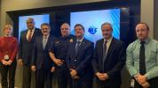 Delegados la Aduana de los Estados Unidos (CBP), entre ellos los Sres. Manny Garza; director del programa CTPAT y Carlos Ochoa; jefe de la división comercial y comunicaciones de CTPAT, en compañía de directivos de WBO, Fermín Cuza, presidente internacional, Manuel Echeverría; director ejecutivo y Álvaro Alpízar; vicepresidente de la Junta Directiva.