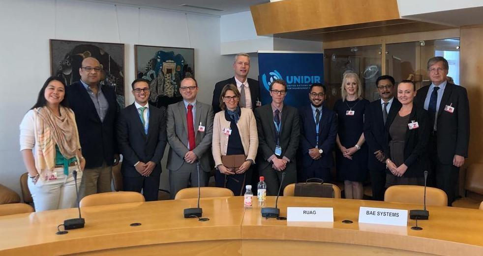 UNIDIR’s Working Group formed by representatives of global manufacturers and UN officials. Representing BASC, Álvaro Alpízar, President of the Board of Directors of WBO. 