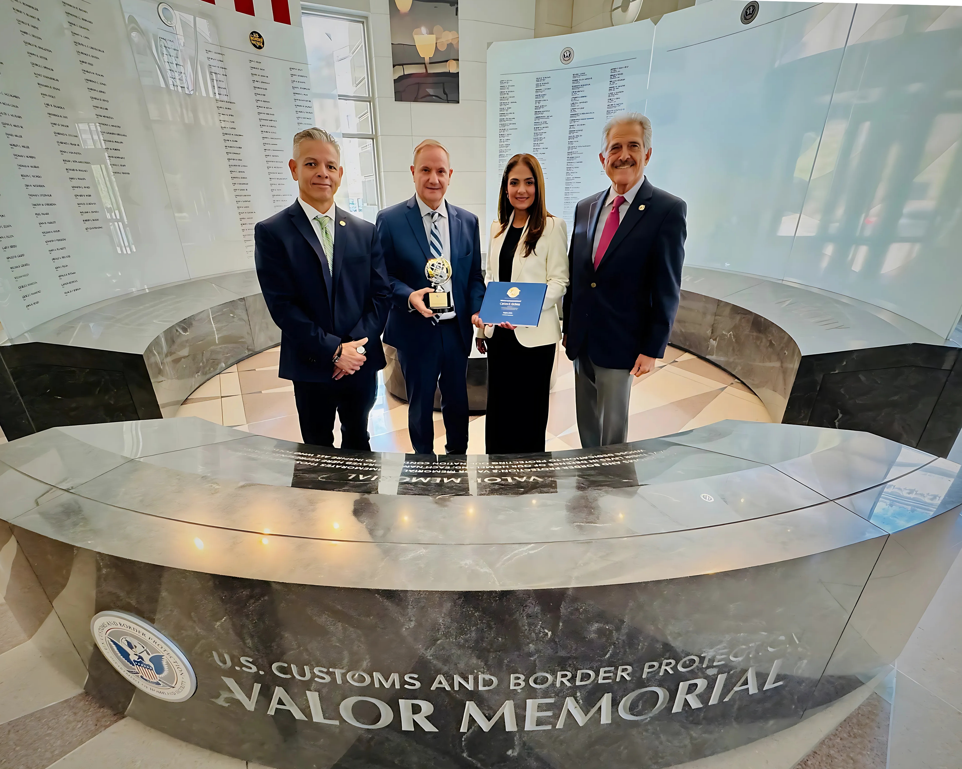 Photo: From left to right: Erik Moncayo, WBO International President; Carlos Ochoa, CBP representative; Suzanne Lemaitre, WBO Executive Director; and Fermín Cuza, past International President and WBO Honorary Member. Meeting in Washington, D.C. on the occasion of Carlos Ochoa’s retirement, BASC’s long-standing point of contact with CBP.