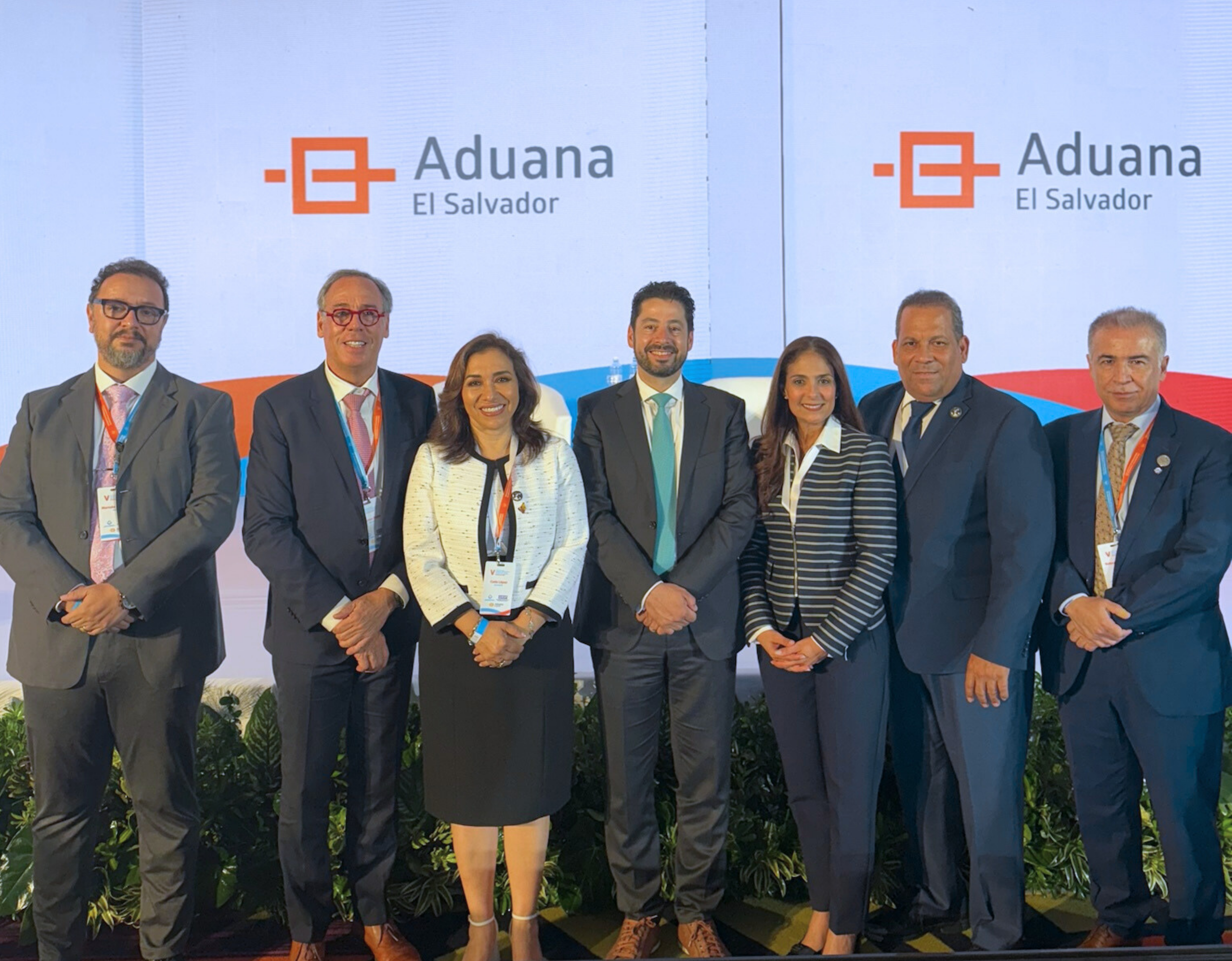 From left to right: Marcelo de Castro, Marketing Director, ASAPRA; Alfonso Rojas, President, GRSP; Katya López, Board Member, BASC Pichincha; Ricardo Treviño, Deputy Secretary General, WCO; Suzanne Lemaitre, Executive Director, WBO; Nelson Brens, President, ASAPRA; and Ricardo Fuentes Ávila, Secretary General, ASAPRA.