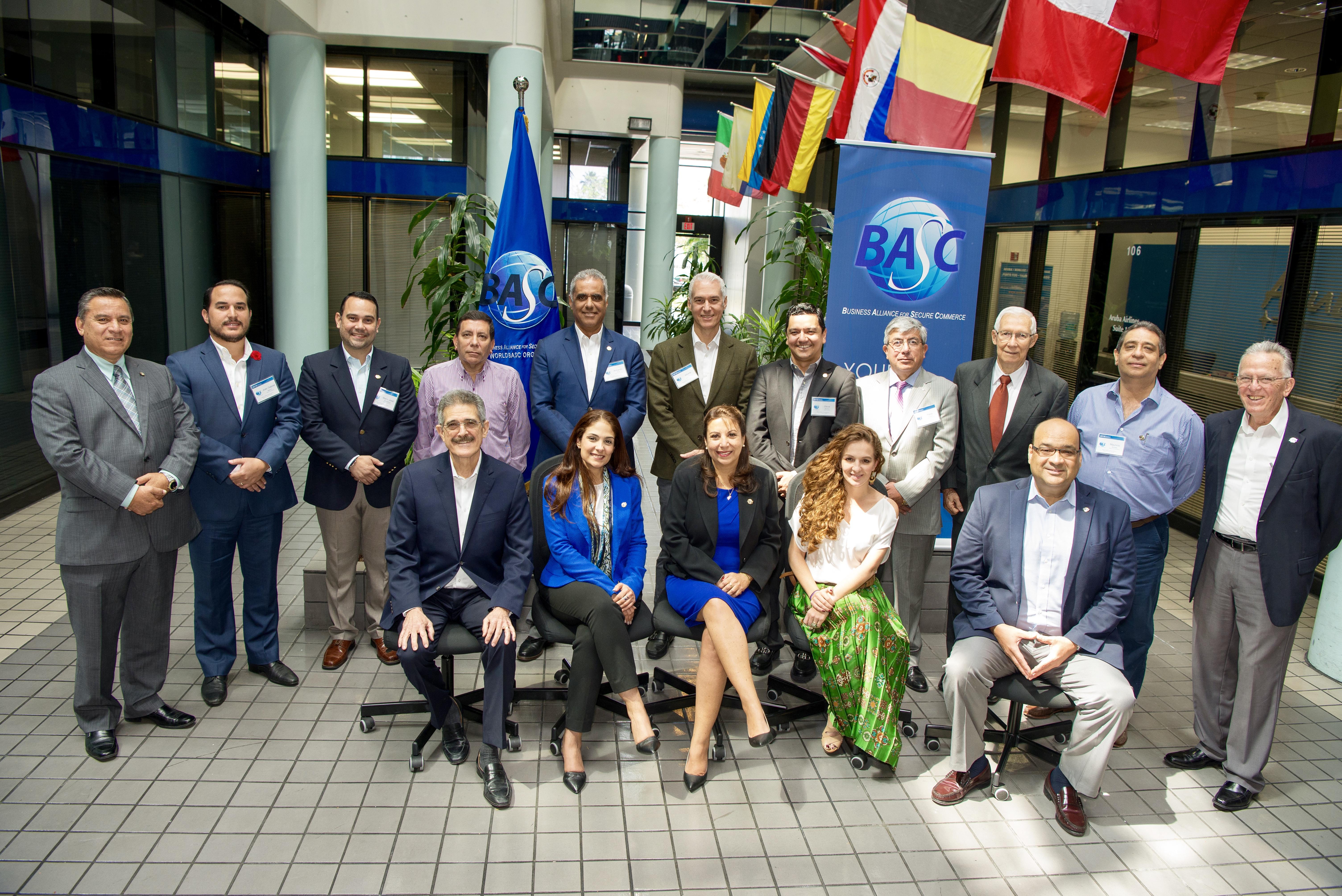 Presidents of BASC National and Regional Chapters and special guests at the WBO headquarters building in Miami.