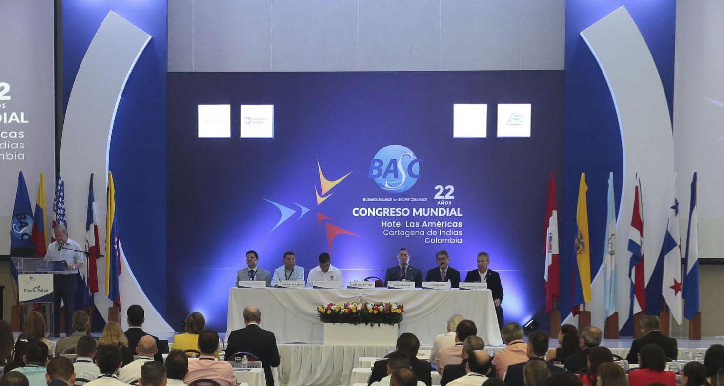 Momentos durante la apertura del Congreso Mundial BASC 2019 en la ciudad de Cartagena de Indias, Colombia. 