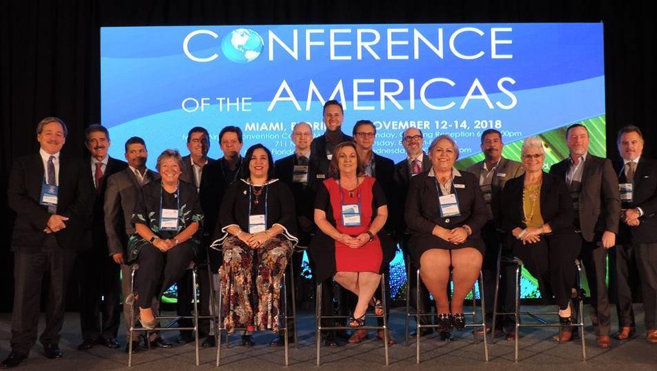 Grupo de trabajo de la Asociación de Agentes de Aduanas y Transportistas de la Florida (FCBF) organizadores de la Conferencia de las Américas y miembros del Comité de Seguridad de FCBF y de la cual BASC es miembro. En representación de nuestra organización, el Sr. Fermín Cuza, presidente internacional de WBO.