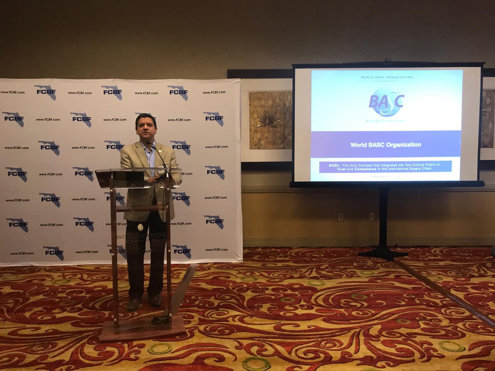 Moments during BASC's presentation to the audience, Manuel Echeverria, executive director of WBO.