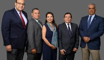 WBO Board of Directors - 2019-2023 term. From left to right: Álvaro Alpízar - Costa Rica, Emilio Aguiar - Ecuador, Patricia Siles - Peru, Ricardo Sanabria - Colombia, and Armando Rivas - Dominican Republic.